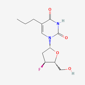 molecular formula C12H17FN2O4 B12796389 Uridine, 2',3'-dideoxy-3'-fluoro-5-propyl- CAS No. 119774-97-9