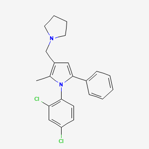 molecular formula C22H22Cl2N2 B12796396 1H-Pyrrole, 1-(2,4-dichlorophenyl)-2-methyl-5-phenyl-3-(1-pyrrolidinylmethyl)- CAS No. 146204-58-2
