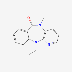 molecular formula C15H15N3O B12796431 N11-Ethyl-N5-methyl-5,11-dihydro-6H-pyrido(2,3-b)(1,4)benzodiazepin-6-one CAS No. 24000-52-0