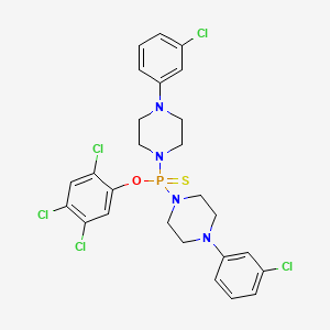 molecular formula C26H26Cl5N4OPS B12796464 O-(2,4,5-Trichlorophenyl) bis(4-(3-chlorophenyl)-1-piperazinyl)phosphinothioate CAS No. 6637-44-1