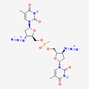 molecular formula C21H27N10O9P B12796501 Thymidine, 3'-azido-P,3'-dideoxy-P-methylthymidylyl-(5'.5')-3'-azido-3'-deoxy- CAS No. 131293-25-9
