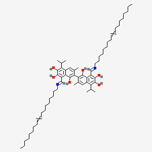 molecular formula C66H100N2O6 B12796565 (2,2'-binaphthalene)-1,1',6,6',7,7'-hexol, 3,3'-dimethyl-5,5'-bis(1-methylethyl)-8,8'-bis((E/Z)-((9E/Z)-9-octadecenylimino)methyl)- CAS No. 5422-61-7