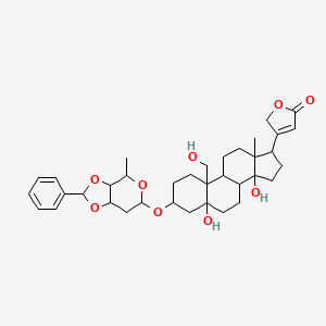 molecular formula C36H48O9 B12796572 Benzaldehydhelveticosol [German] CAS No. 40279-64-9