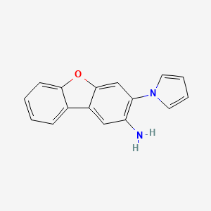 molecular formula C16H12N2O B12796595 (3-(1H-Pyrrol-1-yl)dibenzo(b,d)furan-2-yl)amine CAS No. 72499-57-1