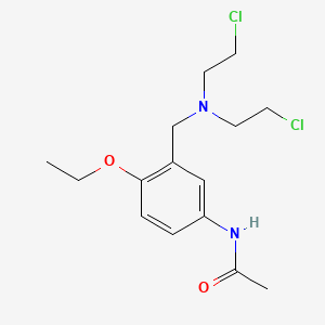 molecular formula C15H22Cl2N2O2 B12796692 Acetamide, N-(3-((bis(2-chloroethyl)amino)methyl)-4-ethoxyphenyl)- CAS No. 56266-59-2