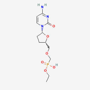 molecular formula C12H20N3O6P B12796694 Cytidine, 2',3'-dideoxy-5'-O-((ethoxyhydroxyphosphinyl)methyl)- CAS No. 129174-12-5
