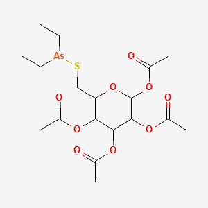 molecular formula C18H29AsO9S B12796734 1,2,3,4-Tetra-O-acetyl-6-S-(diethylarsino)-6-thiohexopyranose CAS No. 78478-71-4