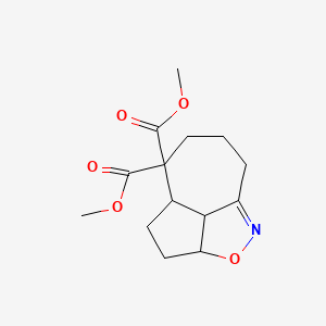molecular formula C14H19NO5 B12796740 Dimethyl 4,5,7,8,8a,8b-hexahydro-3H-azuleno(8,1-cd)isoxazole-6,6(6aH)-dicarboxylate CAS No. 88444-68-2
