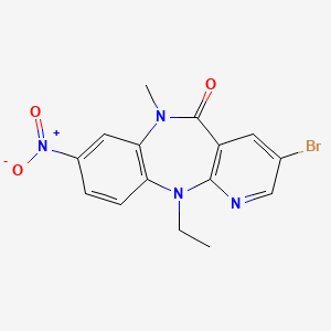 molecular formula C15H13BrN4O3 B12796748 3-Bromo-N11-ethyl-N6-methyl-8-nitro-6,11-dihydro-5H-pyrido(2,3-b)(1,5)benzodiazepin-5-one CAS No. 133626-91-2