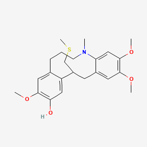 molecular formula C23H31NO4S B12796790 2,3,10-trimethoxy-5-methyl-13-(methylsulfanylmethyl)-7,8,13,14-tetrahydro-6H-benzo[e][1]benzazecin-11-ol CAS No. 59572-01-9
