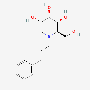 molecular formula C15H23NO4 B12796791 3,4,5-Piperidinetriol, 2-(hydroxymethyl)-1-(3-phenylpropyl)-, (2R,3R,4R,5S)- CAS No. 73243-67-1