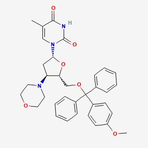 molecular formula C34H37N3O6 B12796814 Thymidine, 3'-deoxy-5'-O-((4-methoxyphenyl)diphenylmethyl)-3'-(4-morpholinyl)- CAS No. 134934-57-9