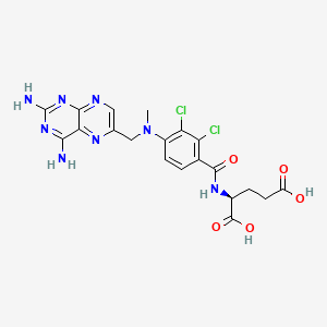 molecular formula C20H20Cl2N8O5 B12796944 L-Glutamic acid, N-(2,3-dichloro-4-(((2,4-diamino-5-pteridinyl)methyl)methylamino)benzoyl)- CAS No. 151648-48-5