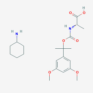 molecular formula C21H34N2O6 B012797 cyclohexanamine;(2S)-2-[2-(3,5-dimethoxyphenyl)propan-2-yloxycarbonylamino]propanoic acid CAS No. 102814-11-9