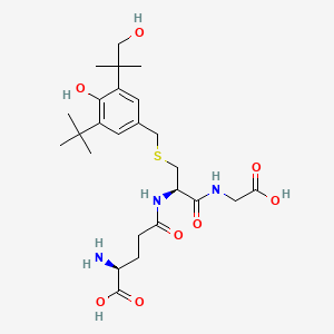 molecular formula C25H39N3O8S B12797103 Glycine, N-(S-((3-(1,1-dimethylethyl)-4-hydroxy-5-(2-hydroxy-1,1-dimethylethyl)phenyl)methyl)-N-L-gamma-glutamyl-L-cysteinyl)- CAS No. 124755-20-0