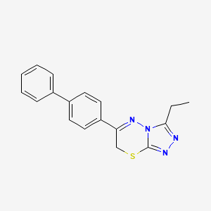 molecular formula C18H16N4S B12797114 6-Biphenyl-4-yl-3-ethyl-7H-(1,2,4)triazolo(3,4-b)(1,3,4)thiadiazine CAS No. 68469-04-5