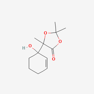 molecular formula C12H18O4 B12797135 5-(1-Hydroxycyclohex-2-en-1-yl)-2,2,5-trimethyl-1,3-dioxolan-4-one CAS No. 61366-83-4