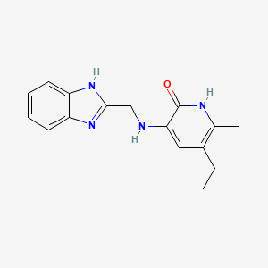 molecular formula C16H18N4O B12797153 3-((2-Benzimidazolylmethyl)amino)-5-ethyl-6-methlpyridin-2(1H)-one CAS No. 135525-67-6