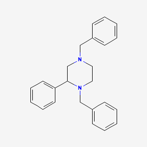 molecular formula C24H26N2 B12797322 Piperazine, 2-phenyl-1,4-bis(phenylmethyl)- CAS No. 5368-34-3