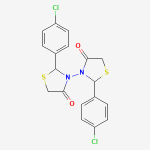 molecular formula C18H14Cl2N2O2S2 B12797335 dl-2,2'-Bis(p-chlorophenyl)(3,3'-bithiazolidine)-4,4'-dione CAS No. 95035-76-0