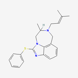 molecular formula C22H25N3S B12797374 Imidazo(4,5,1-jk)(1,4)benzodiazepine, 4,5,6,7-tetrahydro-5-methyl-6-(3-methyl-2-butenyl)-2-(phenylthio)- CAS No. 136722-82-2
