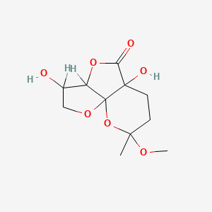 molecular formula C11H16O7 B12797390 4,8-dihydroxy-11-methoxy-11-methyl-2,6,12-trioxatricyclo[6.4.0.01,5]dodecan-7-one CAS No. 87702-53-2