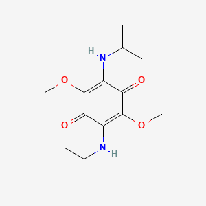 molecular formula C14H22N2O4 B12797490 2,5-Dimethoxy-3,6-bis(propan-2-ylamino)cyclohexa-2,5-diene-1,4-dione CAS No. 7228-83-3