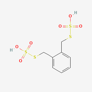 molecular formula C8H10O6S4 B12797493 S-(2-(((Hydroxy(dioxido)sulfanyl)thio)methyl)benzyl) hydrogen thiosulfate CAS No. 5719-69-7