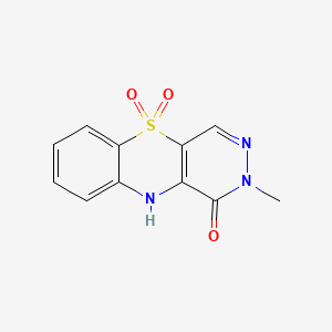 molecular formula C11H9N3O3S B12797552 2-Methyl-2H-pyridazino(4,5-b)(1,4)benzothiazin-1(10H)-one-5,5-dioxide CAS No. 126598-39-8