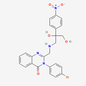 molecular formula C24H21BrN4O5 B12797569 4(3H)-Quinazolinone, 3-(4-bromophenyl)-2-(((2,3-dihydroxy-2-(4-nitrophenyl)propyl)amino)methyl)-, (R)- CAS No. 84138-22-7