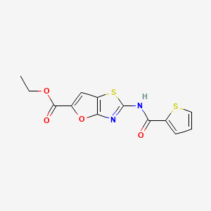 molecular formula C13H10N2O4S2 B12797634 Ethyl 2-((2-thienylcarbonyl)amino)furo(2,3-d)(1,3)thiazole-5-carboxylate CAS No. 68967-51-1