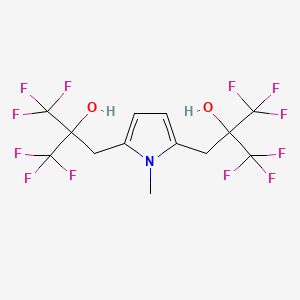 molecular formula C13H11F12NO2 B12797648 2,5-Pyrrolediethanol, 1-methyl-alpha,alpha,alpha',alpha'-tetrakis(trifluoromethyl)- CAS No. 102367-00-0