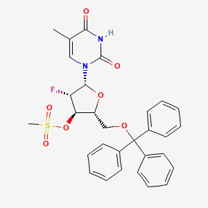 molecular formula C30H29FN2O7S B12797678 1-(2-Deoxy-2-fluoro-3-O-mesyl-5-O-trityl-beta-D-arabinofuranosyl)thymine CAS No. 128114-98-7
