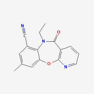 molecular formula C16H13N3O2 B12797707 7-Cyano-6-ethyl-9-methyl-pyrido(2,3-b)(1,5)benzoxazepin-5(6H)-one CAS No. 140413-27-0