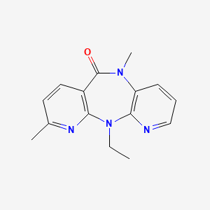 molecular formula C15H16N4O B12797808 2-ethyl-9,14-dimethyl-2,4,9,15-tetrazatricyclo[9.4.0.03,8]pentadeca-1(11),3(8),4,6,12,14-hexaen-10-one CAS No. 133627-34-6