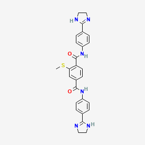 molecular formula C27H26N6O2S B12797831 N(1),N(4)-Bis(4-(4,5-dihydro-1H-imidazol-2-yl)phenyl)-2-(methylthio)terephthalamide CAS No. 21696-24-2