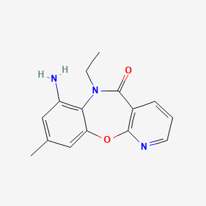 molecular formula C15H15N3O2 B12797836 7-Amino-6-ethyl-9-methyl-pyrido(2,3-b)(1,5)benzoxazepin-5(6H)-one CAS No. 140413-26-9