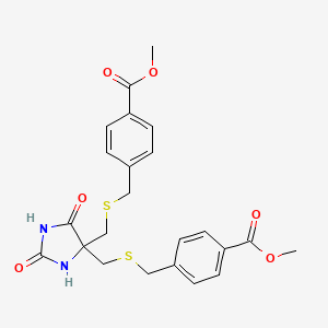 molecular formula C23H24N2O6S2 B12797885 5,5-Bis(((((4-methoxycarbonyl)phenyl)methyl)thio)methyl)-2,4-imidazolidinedione CAS No. 142979-85-9