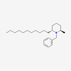 molecular formula C24H41N B12797893 Piperidine, 2-methyl-1-(phenylmethyl)-6-undecyl-, trans- CAS No. 84268-78-0