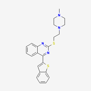 molecular formula C23H24N4S2 B12797940 Quinazoline, 4-benzo(b)thien-2-yl-2-((2-(4-methyl-1-piperazinyl)ethyl)thio)- CAS No. 129224-82-4