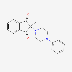 molecular formula C20H20N2O2 B12797955 1,3-Indandione, 2-methyl-2-(4-phenyl-1-piperazinyl)- CAS No. 17330-79-9