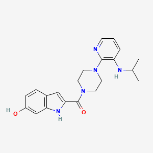 molecular formula C21H25N5O2 B12797963 1-((6-Hydroxy-2-indolyl)carbonyl)-4-(3-(isopropylamino)-2-pyridinyl)piperazine CAS No. 147920-11-4
