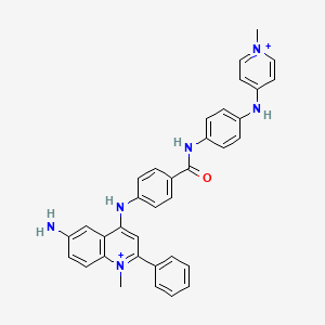 molecular formula C35H32N6O+2 B12798010 Quinolinium, 6-amino-1-methyl-4-((4-(((4-((1-methylpyridinium-4-yl)amino)phenyl)amino)carbonyl)phenyl)amino)-2-phenyl- CAS No. 88837-67-6