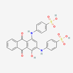 molecular formula C26H18N2O9S2 B12798055 4,4'-((9,10-Dihydro-4-hydroxy-9,10-dioxo-1,3-anthrylene)diimino)bis(benzenesulphonic) acid CAS No. 85455-49-8