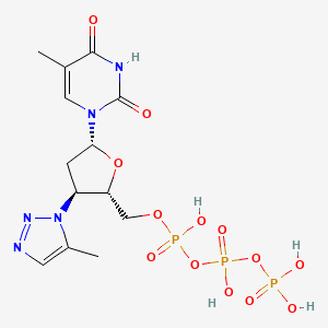 molecular formula C13H20N5O13P3 B12798058 Thymidine 5'-(tetrahydrogen triphosphate), 3'-deoxy-3'-(5-methyl-1H-1,2,3-triazol-1-yl)- CAS No. 131673-55-7