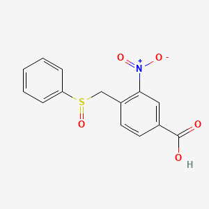molecular formula C14H11NO5S B12798104 3-Nitro-4-[(phenylsulfinyl)methyl]benzoic acid CAS No. 110046-43-0