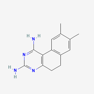 molecular formula C14H16N4 B12798160 8,9-Dimethyl-5,6-dihydrobenzo[f]quinazoline-1,3-diamine CAS No. 37598-81-5