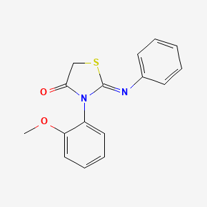 molecular formula C16H14N2O2S B12798187 3-(2-Methoxyphenyl)-2-(phenylimino)-1,3-thiazolidin-4-one CAS No. 32826-78-1