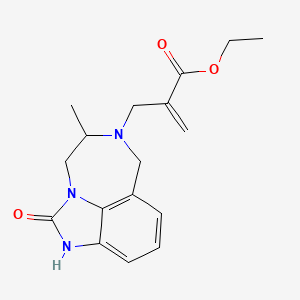 molecular formula C17H21N3O3 B12798221 Imidazo(4,5,1-jk)(1,4)benzodiazepine-6(7H)-propanoic acid, 1,2,4,5-tetrahydro-5-methyl-alpha-methylene-2-oxo-, ethyl ester CAS No. 132933-15-4
