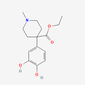 molecular formula C15H21NO4 B12798234 Ethyl 4-(3,4-dihydroxyphenyl)-1-methyl-4-piperidinecarboxylate CAS No. 5463-31-0